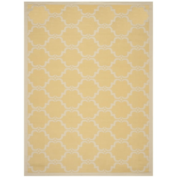 SAFAVIEH Courtyard Estelle Geometric Indoor/Outdoor Area Rug, Yellow/Beige, 5'3" x 7'7"