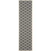 SAFAVIEH Courtyard Estelle Geometric Indoor/Outdoor Runner Rug, 2'3" x 8', Anthracite/Beige