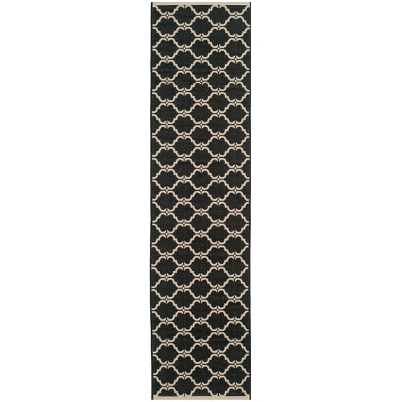 SAFAVIEH Courtyard Estelle Geometric Indoor/Outdoor Runner Rug, 2'3" x 8', Black/Beige