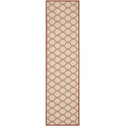 SAFAVIEH Courtyard Estelle Geometric Indoor/Outdoor Runner Rug, Beige/Terracotta, 2'3" x 8'