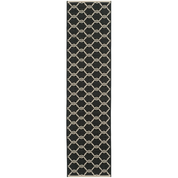 SAFAVIEH Courtyard Estelle Geometric Indoor/Outdoor Runner Rug, Black/Beige, 2'3" x 6'7"