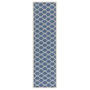 SAFAVIEH Courtyard Estelle Geometric Indoor/Outdoor Runner Rug, Blue/Beige, 2'3" x 10'