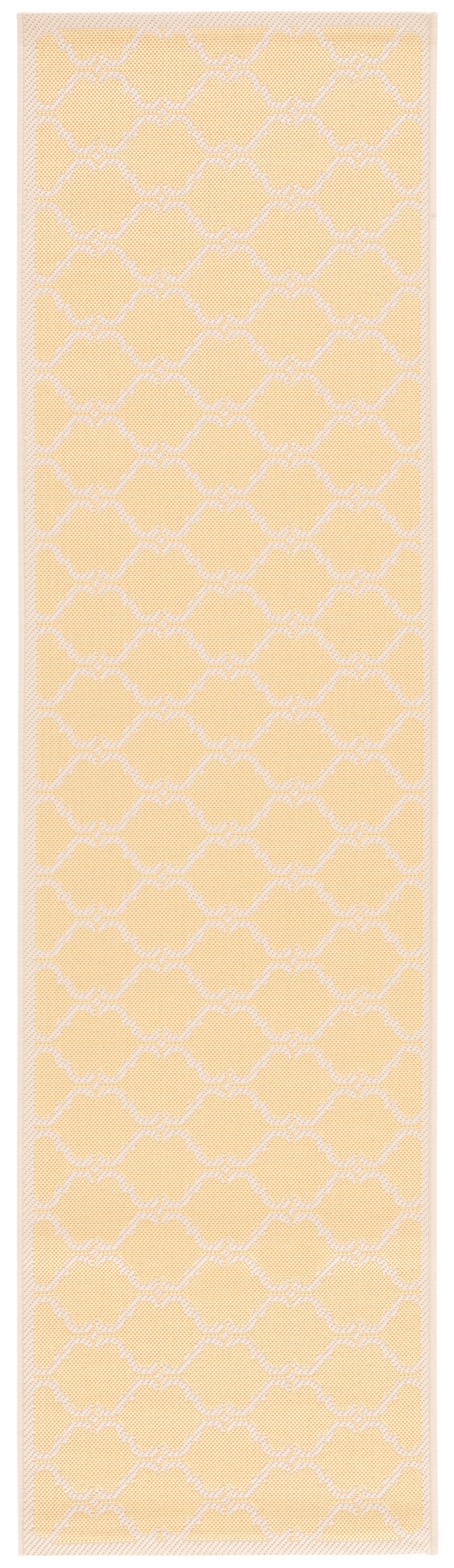 SAFAVIEH Courtyard Estelle Geometric Indoor/Outdoor Runner Rug, Yellow/Beige, 2'3" x 12'