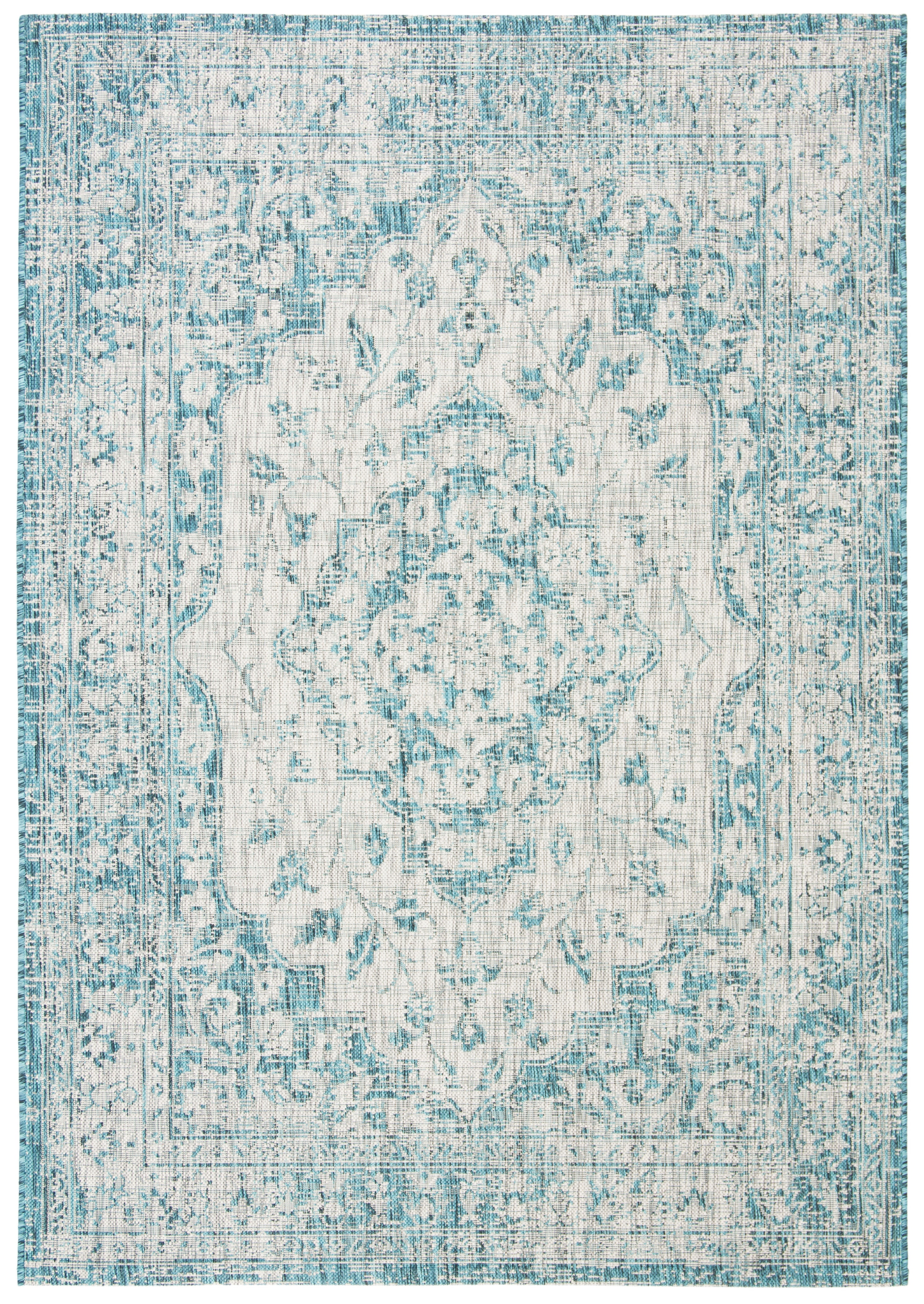 Chic Blue and Grey 9' x 12' Reversible Outdoor Rug