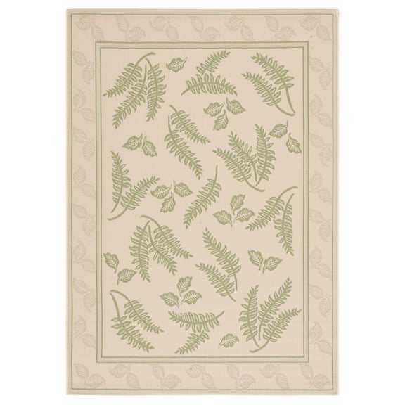 SAFAVIEH Courtyard Euler Floral Indoor/Outdoor Area Rug, Natural/Olive, 5'3" x 7'7"