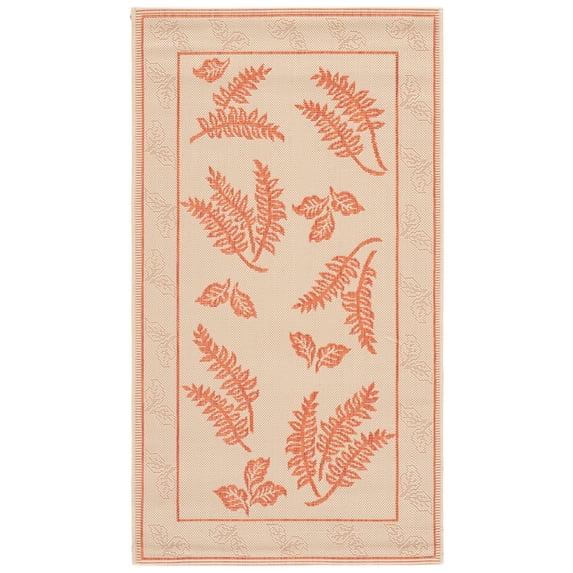 Safavieh Courtyard Euler Floral Indoor/Outdoor Area Rug, Natural/Terracotta, 4' x 5'7"
