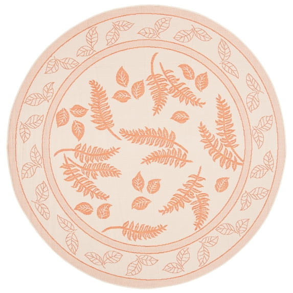 Safavieh Courtyard Euler Floral Indoor/Outdoor Area Rug, Natural/Terracotta, 6'7" x 6'7" Round