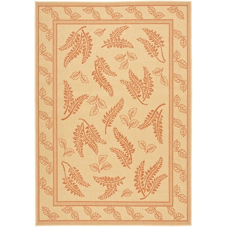 SAFAVIEH Courtyard Euler Traditional Floral Indoor/Outdoor Area Rug, 8' x 11', Natural/Terracotta