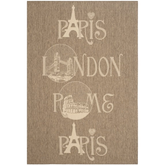 Safavieh Courtyard European Novelty Indoor/Outdoor Area Rug, Brown/Beige, 5'3" x 7'7"