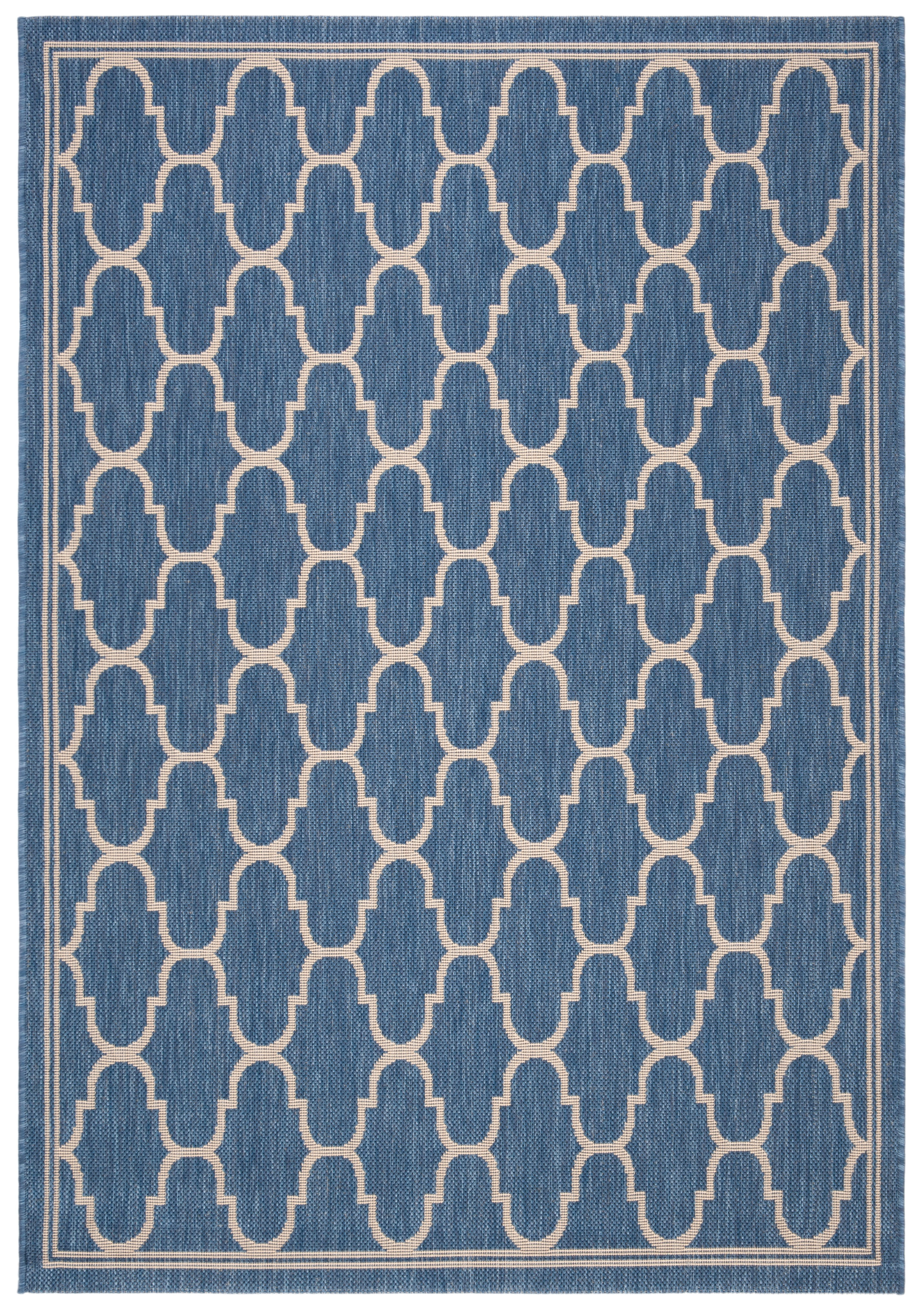 SAFAVIEH Courtyard Eustacia Geometric Indoor/Outdoor Area Rug, Blue/Beige, 4' x 5'7"