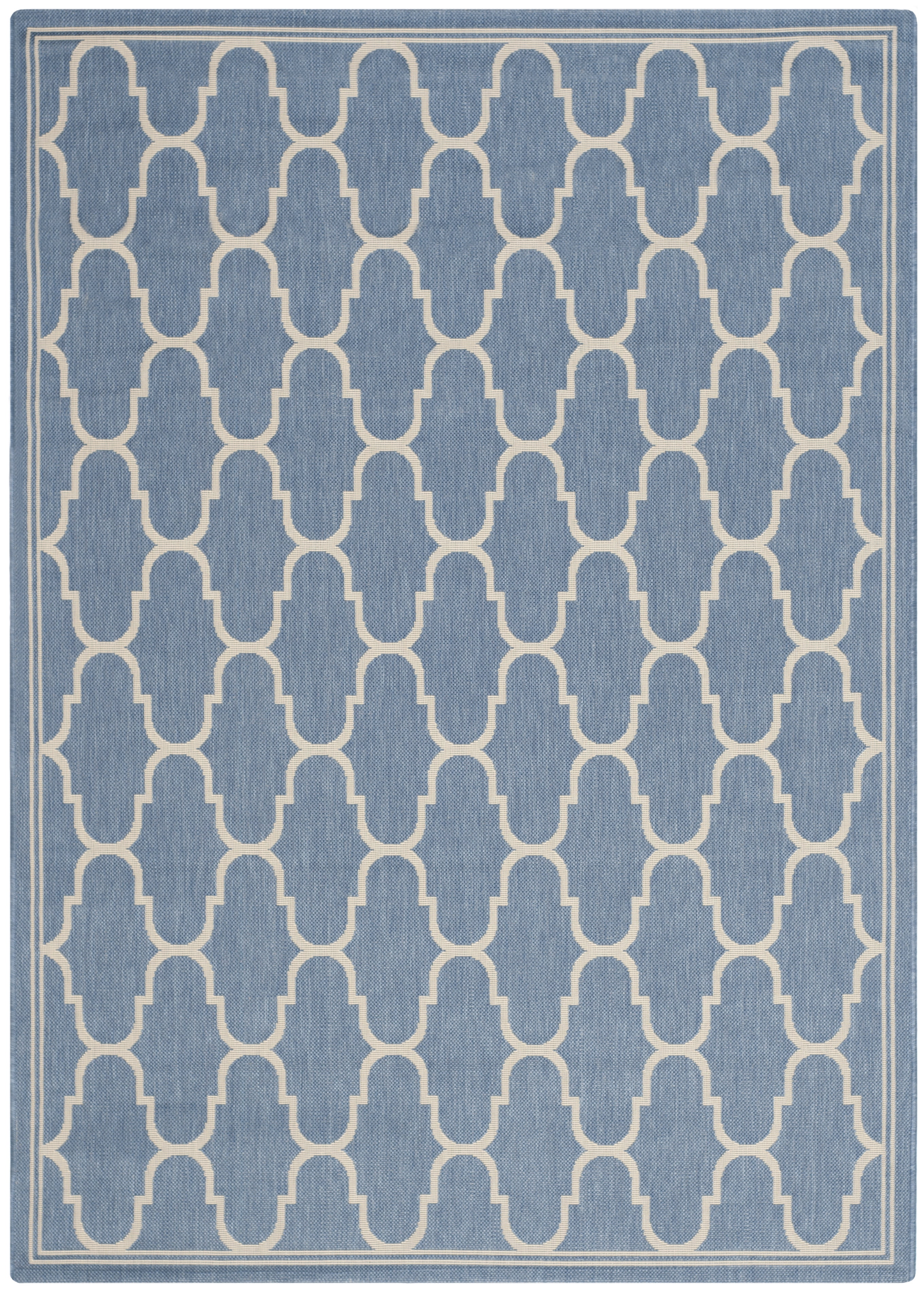 SAFAVIEH Courtyard Eustacia Geometric Indoor/Outdoor Area Rug, Blue/Beige, 5'3" x 7'7"