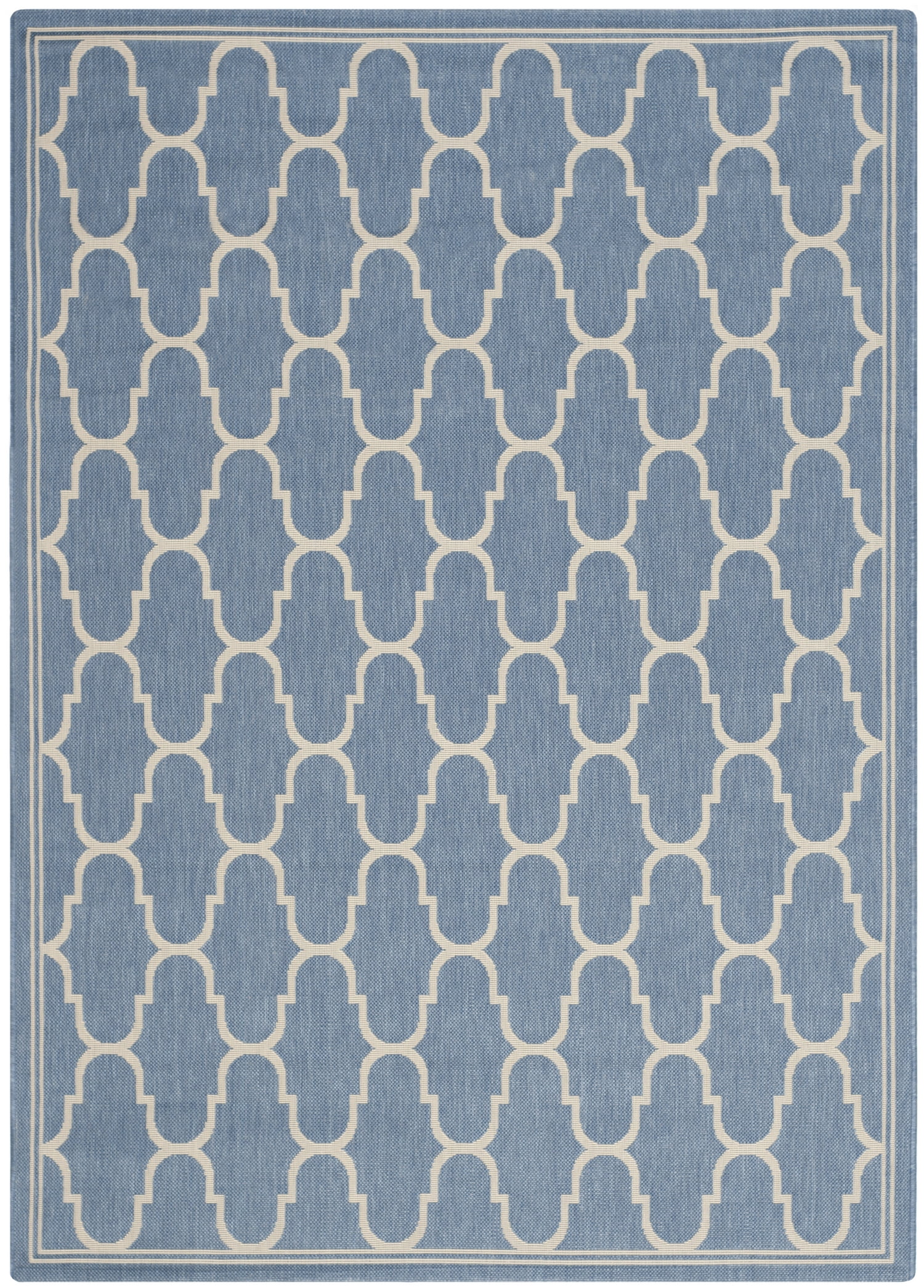 SAFAVIEH Courtyard Eustacia Geometric Indoor/Outdoor Area Rug, Blue/Beige, 5'3" x 7'7"