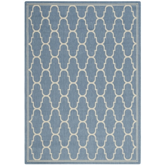 SAFAVIEH Courtyard Eustacia Geometric Indoor/Outdoor Area Rug, Blue/Beige, 8' x 11'2"