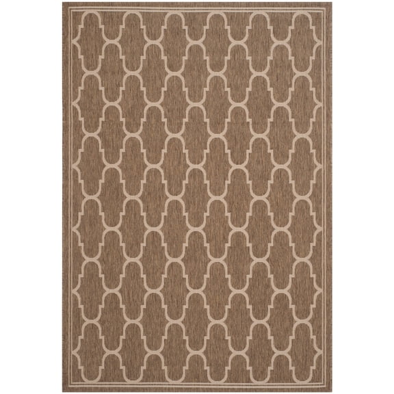 SAFAVIEH Courtyard Eustacia Geometric Indoor/Outdoor Area Rug, Brown/Beige, 4' x 5'7"