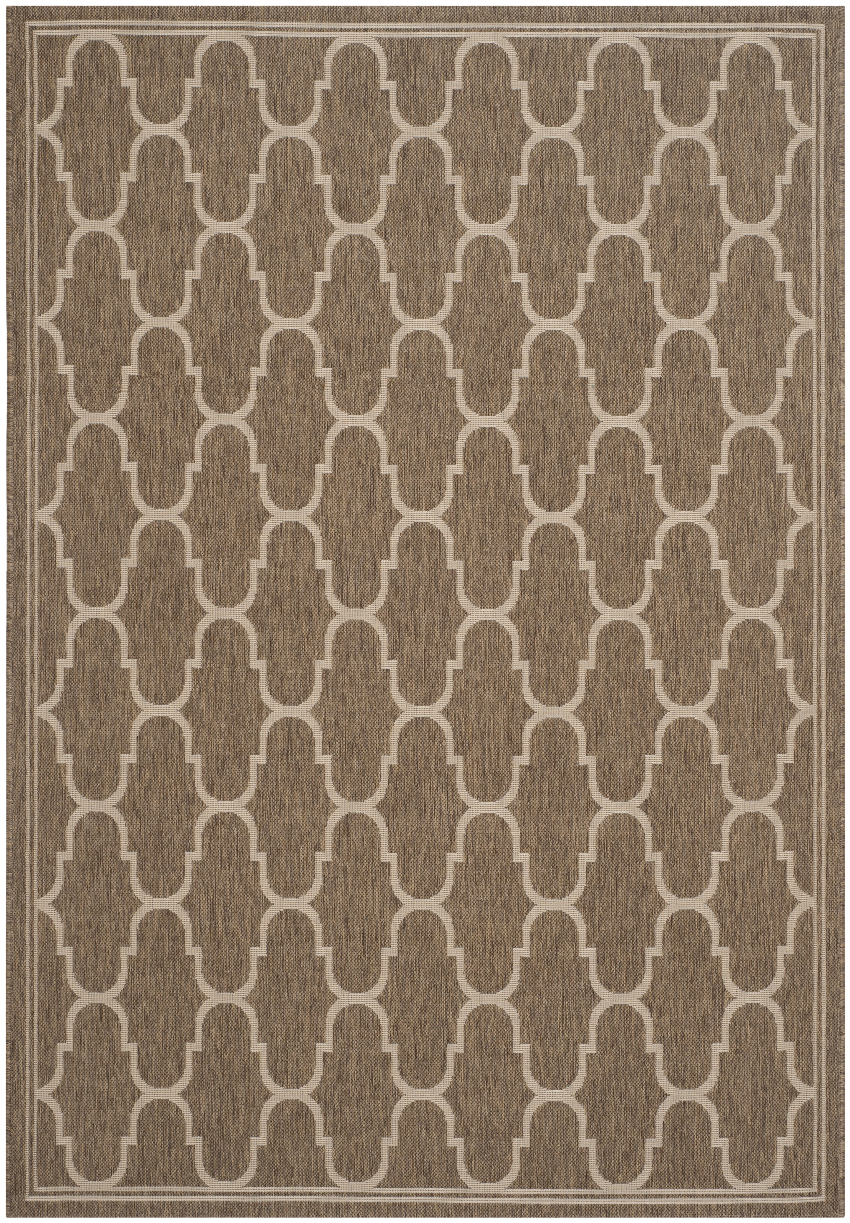 SAFAVIEH Courtyard Eustacia Geometric Indoor/Outdoor Area Rug, Brown/Beige, 5'3" x 7'7"
