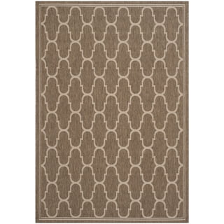 SAFAVIEH Courtyard Eustacia Geometric Indoor/Outdoor Area Rug, Brown/Beige, 5'3" x 7'7"
