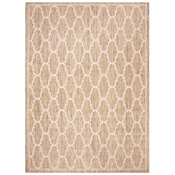 SAFAVIEH Courtyard Eustacia Geometric Indoor/Outdoor Area Rug, Brown/Beige, 8' x 11'