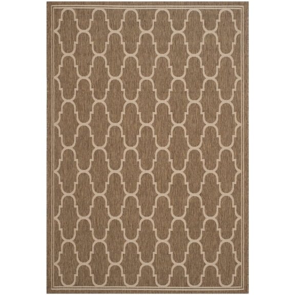 SAFAVIEH Courtyard Eustacia Geometric Indoor/Outdoor Area Rug, Brown/Beige, 9' x 12'6"