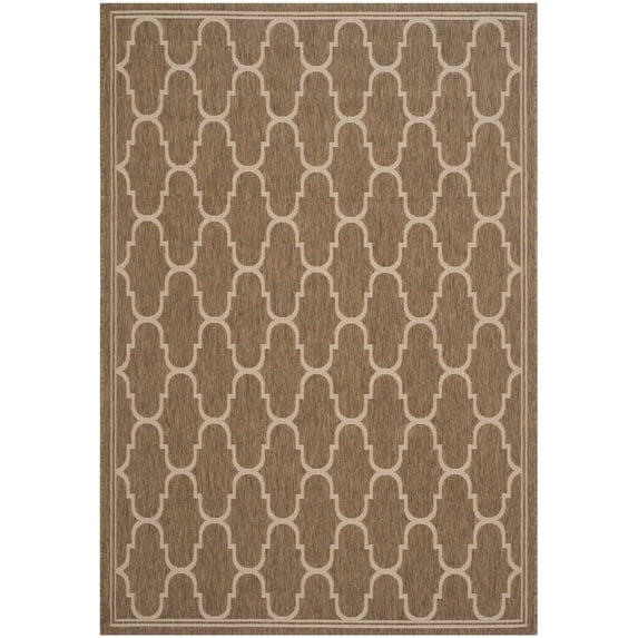 SAFAVIEH Courtyard Eustacia Geometric Indoor/Outdoor Area Rug, Brown/Beige, 9' x 12'6"