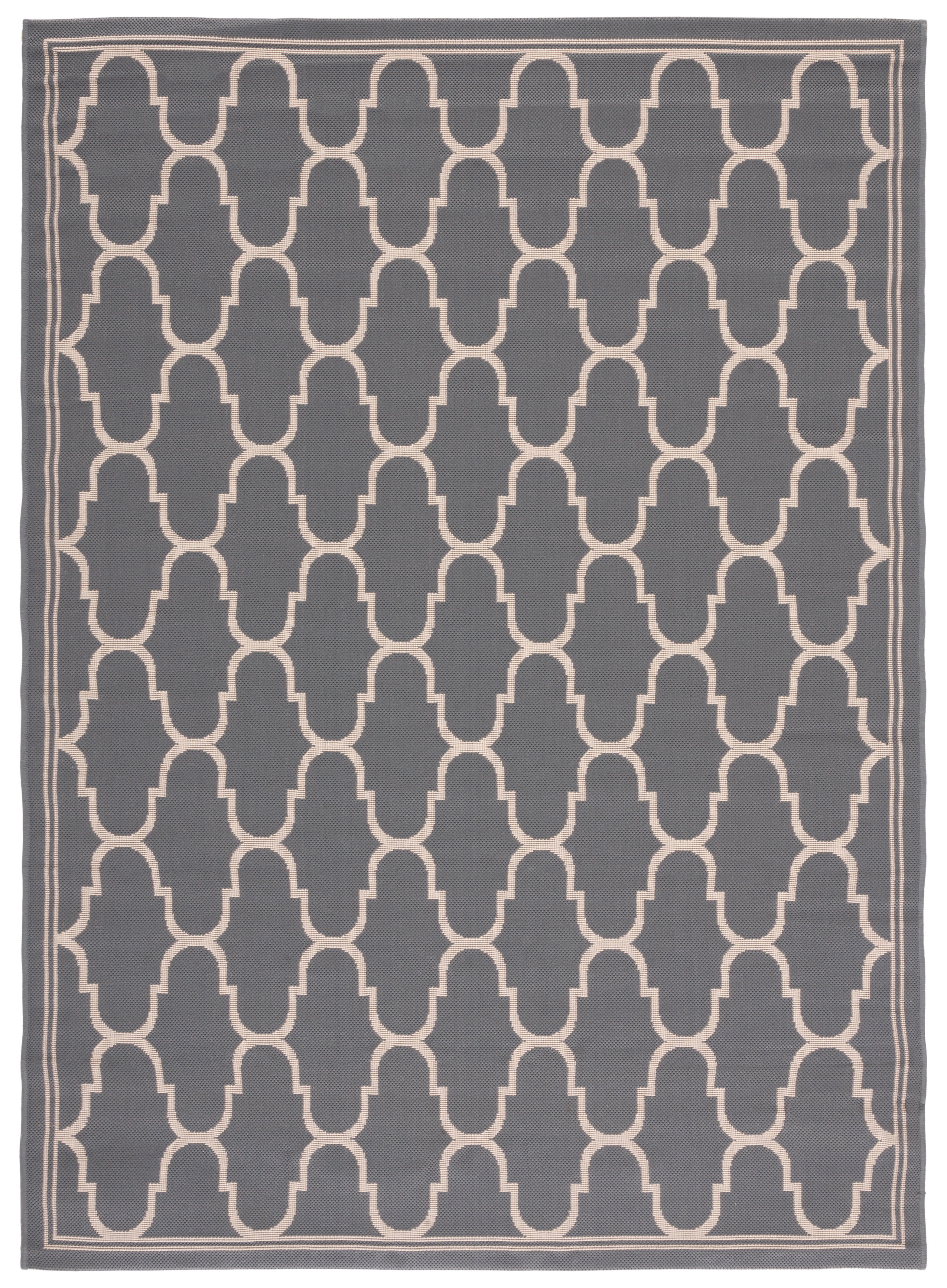 SAFAVIEH Courtyard Eustacia Geometric Trellis Indoor/Outdoor Area Rug Anthracite/Beige, 6'7" x 9'6"