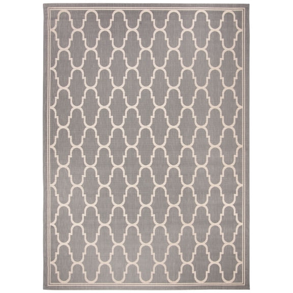 SAFAVIEH Courtyard Eustacia Geometric Trellis Indoor/Outdoor Area Rug Anthracite/Beige, 9' x 12'6"