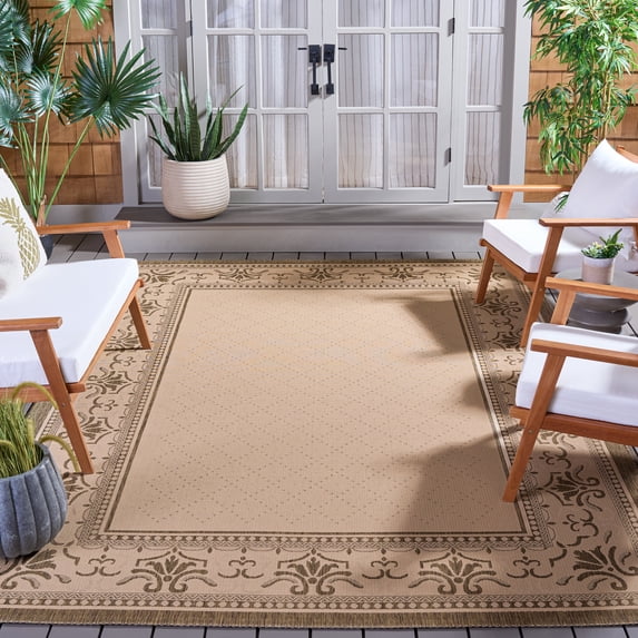 Safavieh Courtyard Eva Oriental Indoor/Outdoor Area Rug, Natural/Brown, 9' x 12'