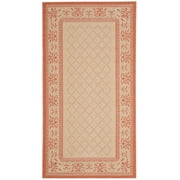 SAFAVIEH Courtyard Eva Oriental Indoor/Outdoor Area Rug, Natural/Terracotta, 2'7" x 5'