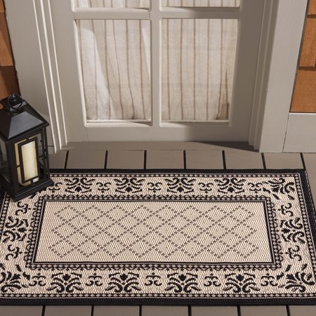 Safavieh Courtyard Eva Oriental Indoor/Outdoor Area Rug, Sand/Black, 2' x 3'7"