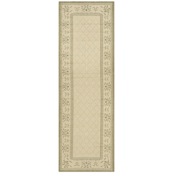 Safavieh Courtyard Eva Oriental Indoor/Outdoor Runner Rug, Natural/Olive, 2'3" x 10'