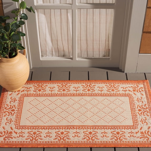 Safavieh Courtyard Eva Oriental Indoor/Outdoor Area Rug, Natural/Terracotta, 2' x 3'7"