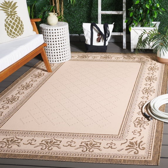 Safavieh Courtyard Eva Oriental Indoor/Outdoor Area Rug, Natural/Brown, 4' x 5'7"