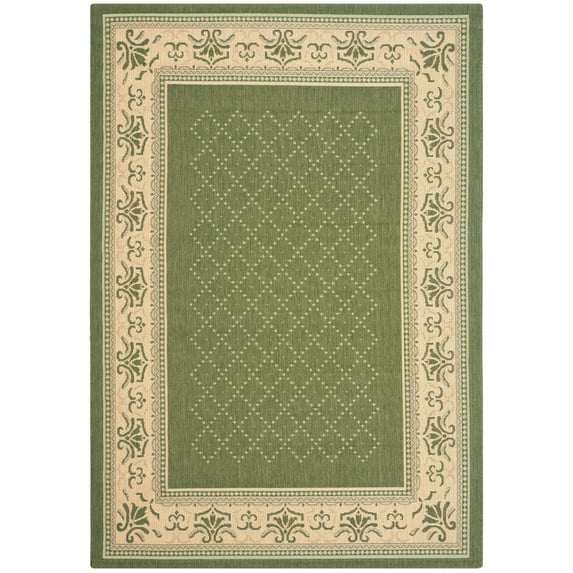 Safavieh Courtyard Eva Oriental Indoor/Outdoor Area Rug, Olive/Natural, 4' x 5'7"
