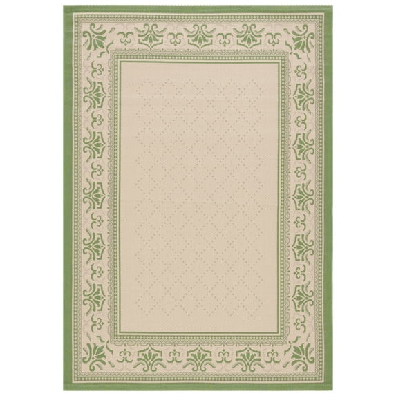 SAFAVIEH Courtyard Eva Traditional Indoor/Outdoor Area Rug, 5'3" x 7'7", Natural/Olive