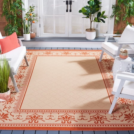 Safavieh Courtyard Eva Oriental Indoor/Outdoor Area Rug, Natural/Terracotta, 9' x 12'