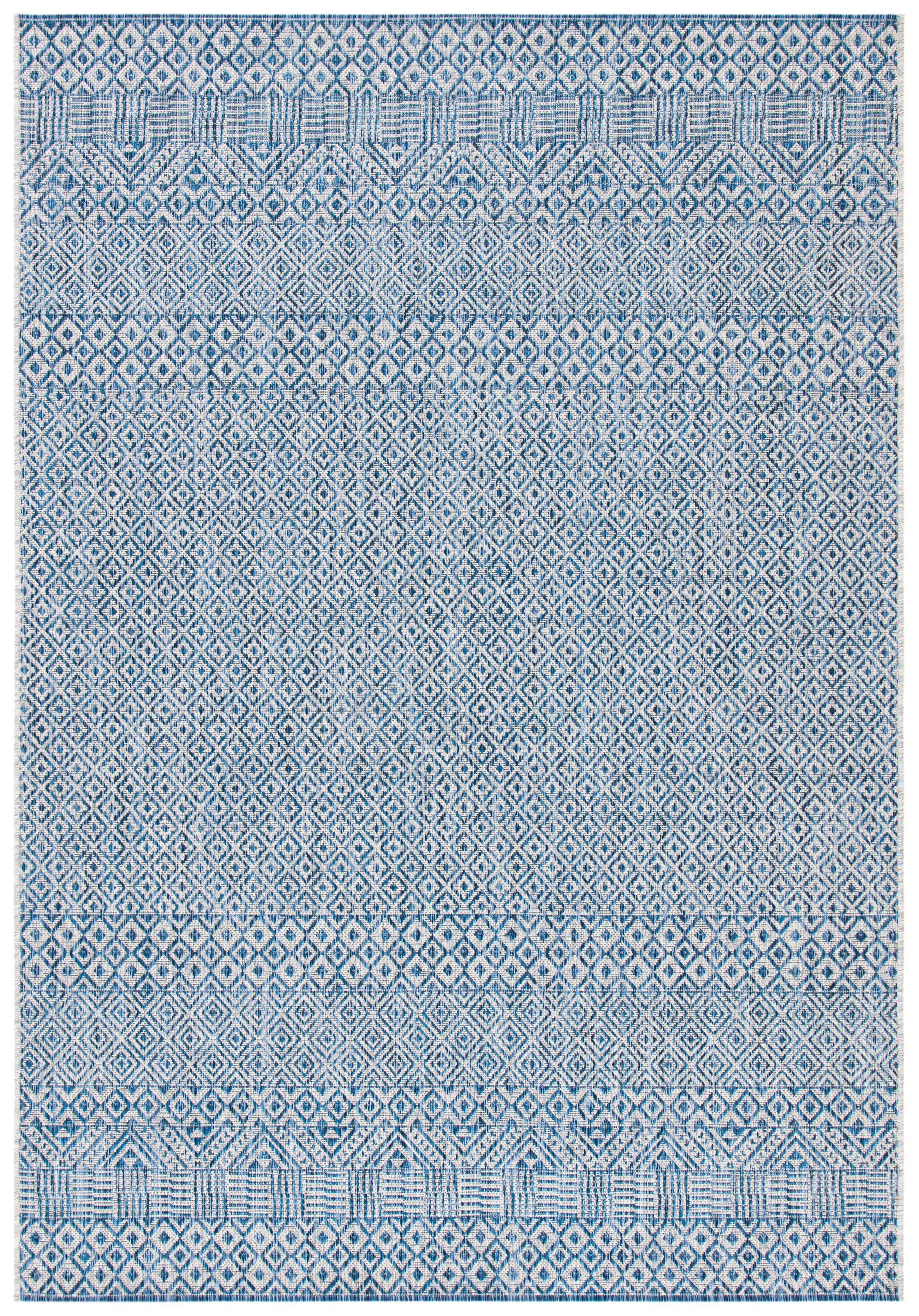 Blue Rectangular Non-slip Synthetic Indoor/Outdoor Rug