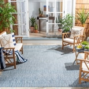 SAFAVIEH Courtyard Evander Geometric Indoor/Outdoor Area Rug, Gray/Blue, 8' x 10'