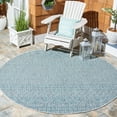thumbnail image 1 of SAFAVIEH Courtyard Evander Geometric Indoor/Outdoor Area Rug, Gray/Aqua, 6'7" x 6'7" Round, 1 of 11