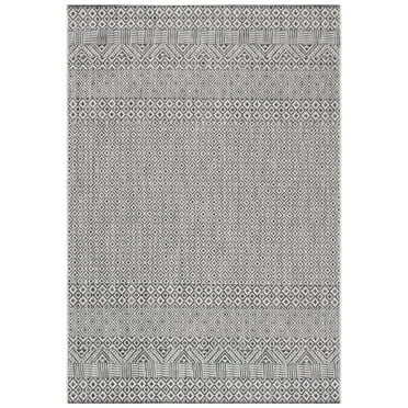 SAFAVIEH Courtyard Evander Geometric Indoor/Outdoor Area Rug, Grey/Black, 2'7" x 5'
