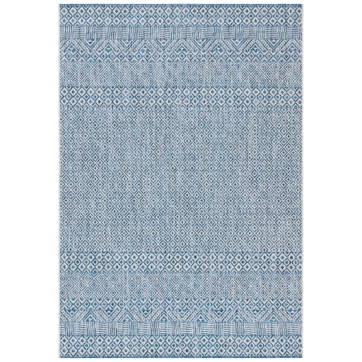 Round Blue Synthetic Non-slip Easy Care Rug, 62"