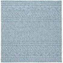 SAFAVIEH Courtyard Evander Geometric Indoor/Outdoor Area Rug, Grey/Blue, 10' x 10' Square