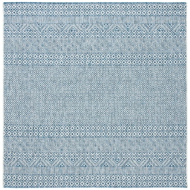SAFAVIEH Courtyard Evander Geometric Indoor/Outdoor Area Rug, Grey/Blue, 10' x 10' Square