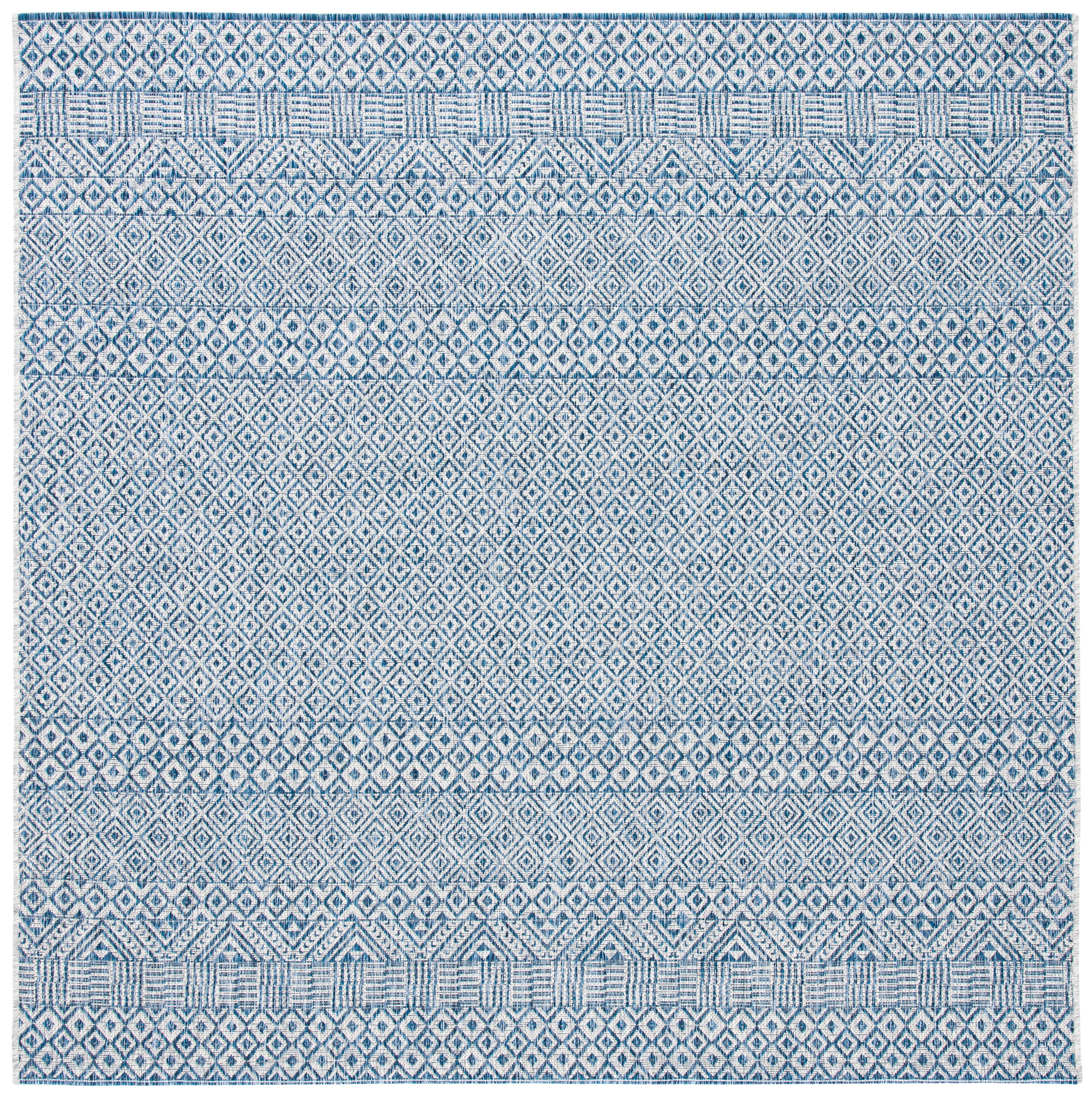 47" Blue Synthetic Non-slip Square Area Rug