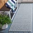 thumbnail image 1 of SAFAVIEH Courtyard Evander Geometric Indoor/Outdoor Runner Rug, Ivory/Aqua, 2'3" x 8', 1 of 9