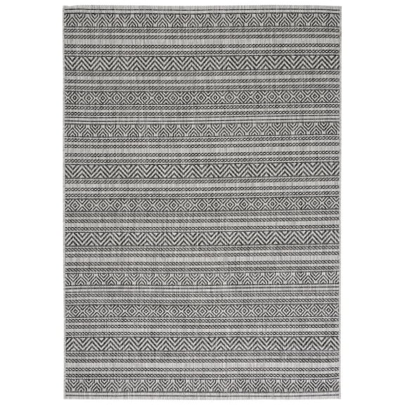 SAFAVIEH Courtyard Everette Geometric Indoor/Outdoor Area Rug, Black/Grey, 2'7" x 5'