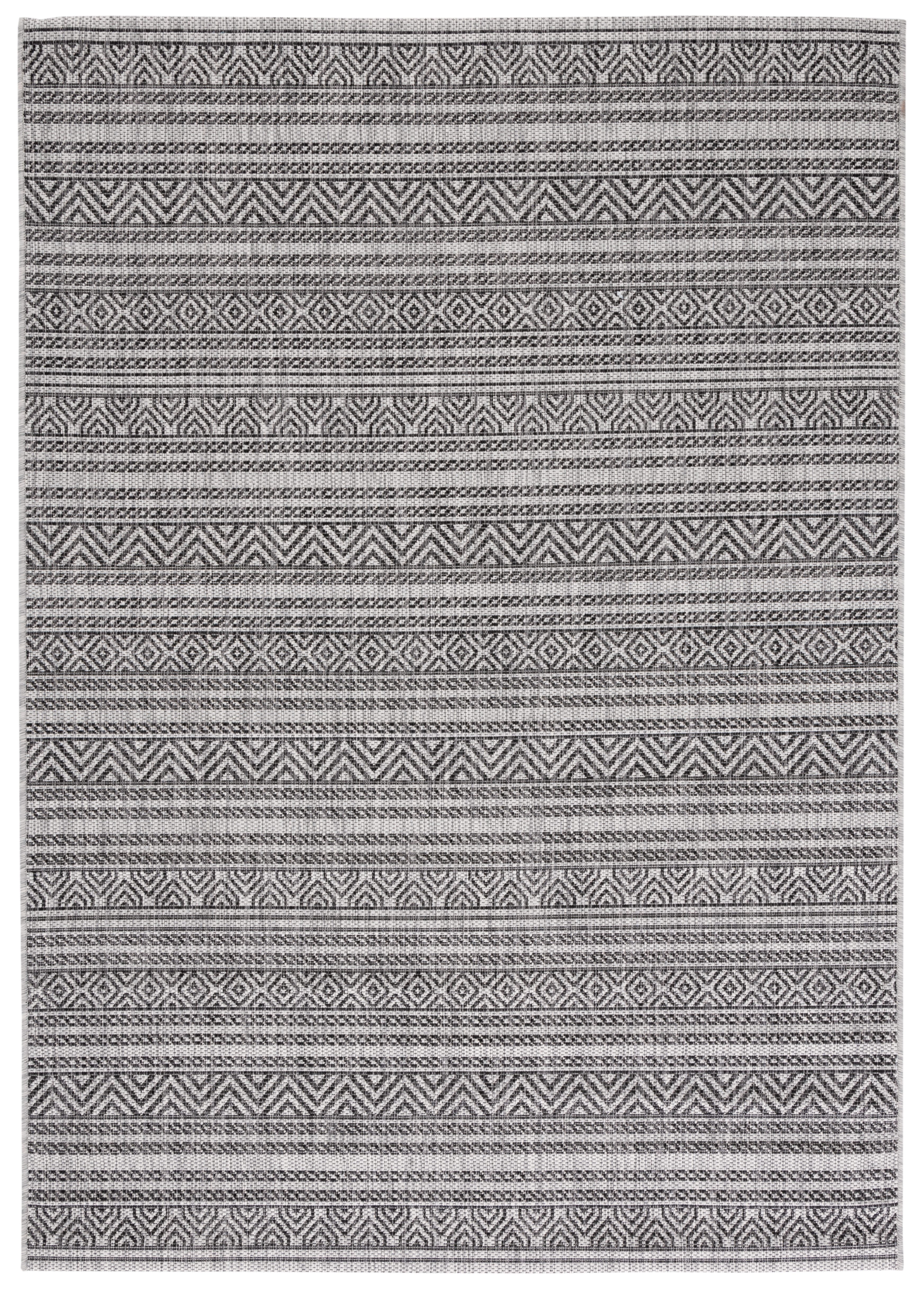 24" Black and Grey Synthetic Easy-Care Rectangular Rug