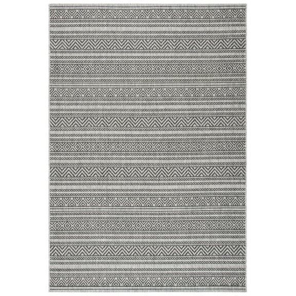 SAFAVIEH Courtyard Everette Geometric Indoor/Outdoor Area Rug, Black/Grey, 8' x 10'