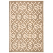 SAFAVIEH Courtyard Finian Distressed Geometric Indoor/Outdoor Area Rug Mocha/Light Beige, 6'7" x 9'6"
