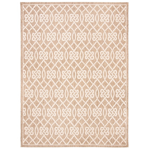 SAFAVIEH Courtyard Finian Distressed Geometric Indoor/Outdoor Area Rug Mocha/Light Beige, 8' x 11'