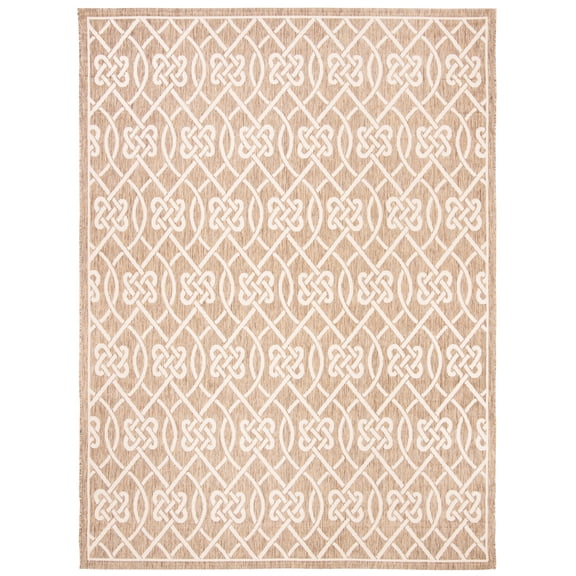 SAFAVIEH Courtyard Finian Distressed Geometric Indoor/Outdoor Area Rug Mocha/Light Beige, 8' x 11'