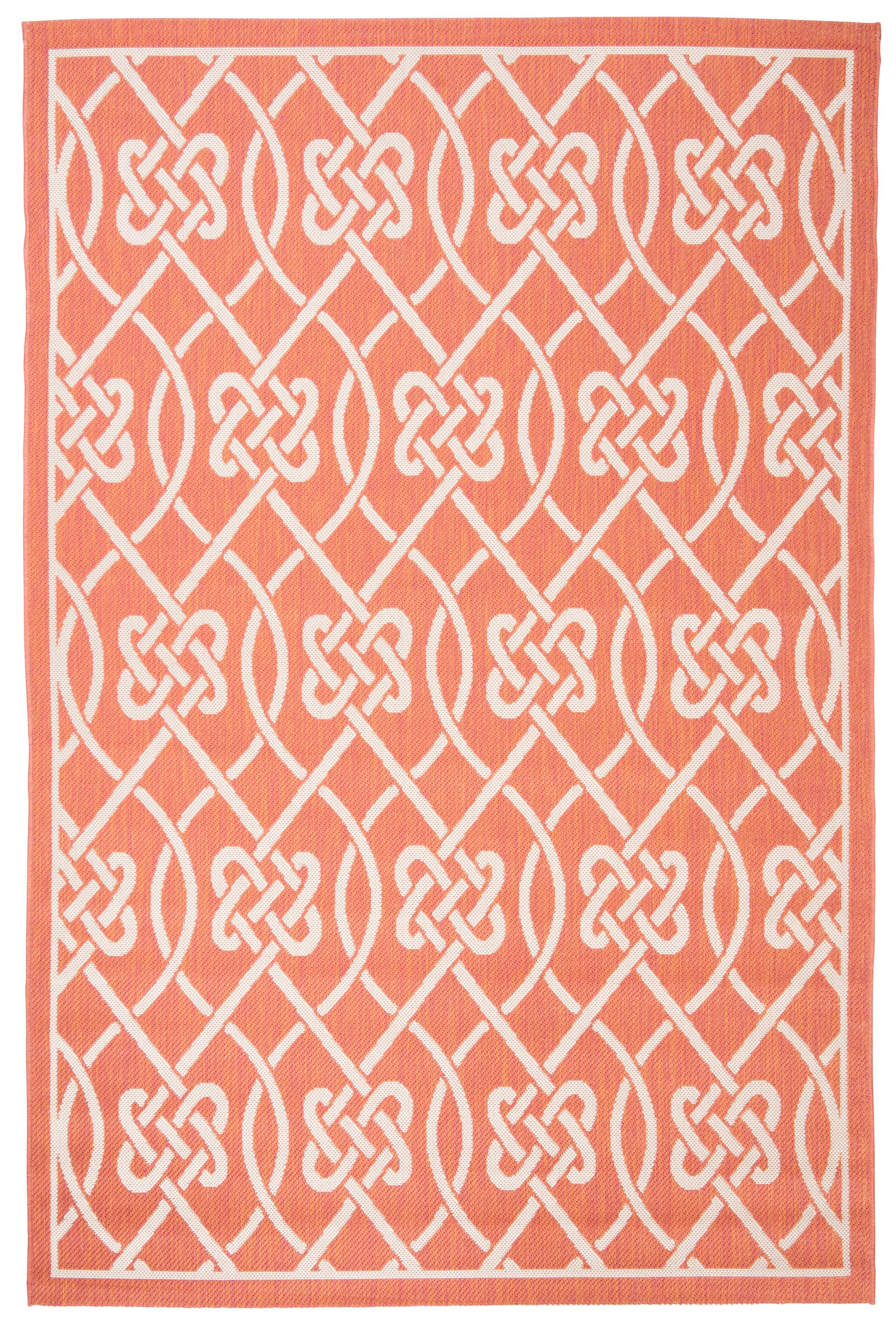 SAFAVIEH Courtyard Finian Distressed Geometric Indoor/Outdoor Area Rug Terracotta/Light Beige, 5'3" x 7'7"